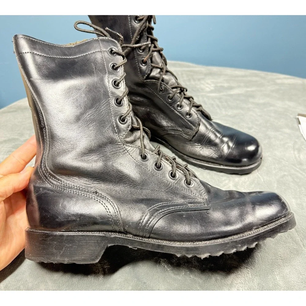 Ro Search Combat Boots Mens 11.5 Wide Black Leather Military Lace Up